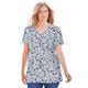 Plus Size Women's Perfect Printed Short-Sleeve V-Neck Tee by Woman Within in Heather Grey Pretty Floral (Size 5X) Shirt