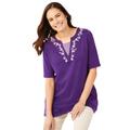 Plus Size Women's 7-Day Embroidered Layered-Look Tunic by Woman Within in Radiant Purple Flower Embroidery (Size 30/32)