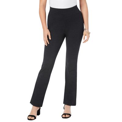 Plus Size Women's Essential Stretch Yoga Pant by Roaman's in Heather Charcoal (Size 12) Bootcut Pull On Gym Workout
