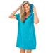 Plus Size Women's Hooded Terry Swim Cover Up by Swim 365 in Blue Sea (Size 18/20) Swimsuit Cover Up