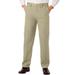 Men's Big & Tall Classic Fit Wrinkle-Free Expandable Waist Plain Front Pants by KingSize in True Khaki (Size 52 38)