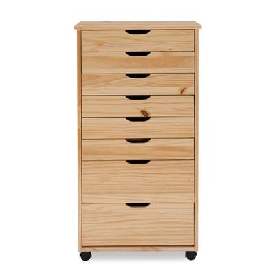 Croghan Eight Drawer Rolling Storage Cart by Linon Home Décor in Natural