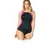 Plus Size Women's Colorblock One-Piece Swimsuit with Shelf Bra by Swim 365 in Black Fuchsia (Size 26)