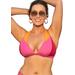 Plus Size Women's Romancer Colorblock Halter Triangle Bikini Top by Swimsuits For All in Pink Orange (Size 18)