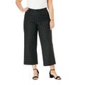 Plus Size Women's Wide-Leg Stretch Poplin Crop Pant by Jessica London in Black Dot (Size 18 W) Pants