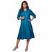 Plus Size Women's Fit-And-Flare Jacket Dress by Roaman's in Peacock Teal (Size 16 W) Suit