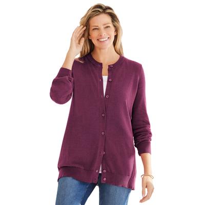 Plus Size Women's Perfect Long-Sleeve Cardigan by Woman Within in Deep Claret (Size 1X) Sweater