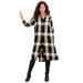 Plus Size Women's Button-Front Ultra Tunic by Roaman's in Black Ivory Tartan (Size 24 W) Long Shirt Blouse