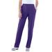 Plus Size Women's Straight-Leg Soft Knit Pant by Roaman's in Midnight Violet (Size 6X) Pull On Elastic Waist