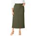 Plus Size Women's Classic Cotton Denim Midi Skirt by Jessica London in Dark Olive Green (Size 32) 100% Cotton