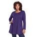 Plus Size Women's Long-Sleeve Two-Pocket Soft Knit Tunic by Roaman's in Midnight Violet (Size 1X) Shirt