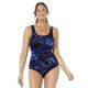 Plus Size Women's Chlorine Resistant Spliced Tank One Piece Swimsuit by Swimsuits For All in Blue Labyrinth (Size 12)