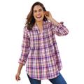 Plus Size Women's Pintucked Flannel Shirt by Woman Within in Sweet Plum Plaid (Size 2X)
