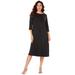 Plus Size Women's Ultrasmooth® Fabric Embellished Swing Dress by Roaman's in Black (Size 34/36)