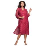 Plus Size Women's Lace & Sequin Jacket Dress Set by Roaman's in Classic Red (Size 38 W) Formal Evening