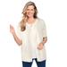 Plus Size Women's Perfect Elbow-Length Sleeve Cardigan by Woman Within in Ivory (Size L) Sweater