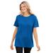 Plus Size Women's Thermal Short-Sleeve Satin-Trim Tee by Woman Within in Bright Cobalt (Size L) Shirt