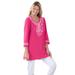 Plus Size Women's Embroidered Knit Tunic by Woman Within in Raspberry Sorbet (Size 26/28)