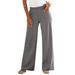 Plus Size Women's Wide-Leg Soft Knit Pant by Roaman's in Heather Charcoal (Size L) Pull On Elastic Waist