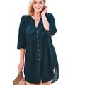 Plus Size Women's Crochet-Front Cover Up by Swim 365 in Black (Size 18) Swimsuit Cover Up