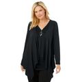 Plus Size Women's Layered look long top with sequined inset by Woman Within in Black (Size 3X) Shirt