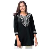 Plus Size Women's Embroidered Knit Tunic by Woman Within in Black (Size 34/36)