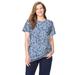 Plus Size Women's Perfect Printed Short-Sleeve Crewneck Tee by Woman Within in Heather Grey Pretty Floral (Size 5X) Shirt