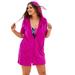 Plus Size Women's Hooded Terry Swim Cover Up by Swim 365 in Bright Fuchsia (Size 14/16) Swimsuit Cover Up