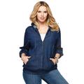 Plus Size Women's Cotton Complete Zip-Up Hoodie by Roaman's in Dark Wash (Size 22 W) Denim Jacket