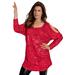 Plus Size Women's Cold-Shoulder Sequin Tunic by Roaman's in Vivid Red (Size 18/20) Long Shirt