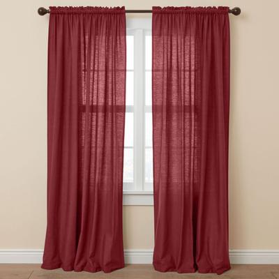 Wide Width Poly Cotton Canvas Rod-Pocket Panel by BrylaneHome in Burgundy (Size 48