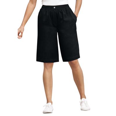 Plus Size Women's 7-Day Elastic-Waist Cotton Denim Short by Woman Within in Black (Size 42 W)