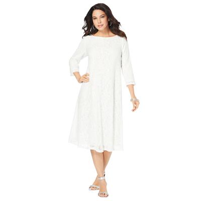 Plus Size Women's Lace Swing Dress by Roaman's in White (Size 38/40)