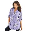 Plus Size Women's English Floral Big Shirt by Roaman's in Lavender Romantic Rose (Size 44 W) Button Down Tunic Shirt Blouse