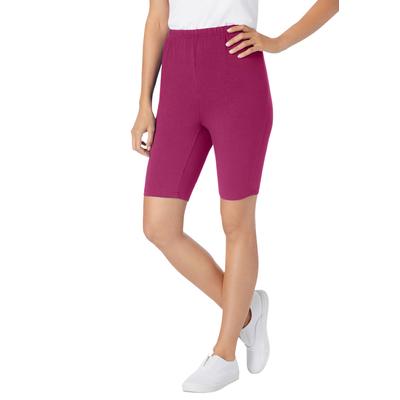 Plus Size Women's Stretch Cotton Bike Short by Woman Within in Raspberry (Size 3X)