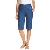 Plus Size Women's Flex-Fit Pull-On Denim Short by Woman Within in Medium Stonewash (Size 26 W)