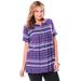 Plus Size Women's Short-Sleeve Pintucked Henley Tunic by Woman Within in Purple Patchwork Stripe (Size 18/20)