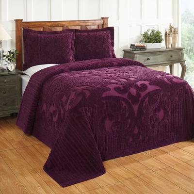 Ashton Collection Tufted Chenille Bedspread by Better Trends in Plum (Size FULL/DOUBLE)