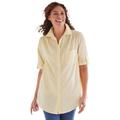 Plus Size Women's Short-Sleeve Button Down Seersucker Shirt by Woman Within in Primrose Yellow Pop Stripe (Size 5X)
