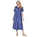 Plus Size Women's Button-Front Essential Dress by Woman Within in Navy Pretty Blossom (Size M)