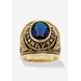 Men's Big & Tall Gold-Plated Sapphire Navy Ring by PalmBeach Jewelry in Sapphire (Size 8)