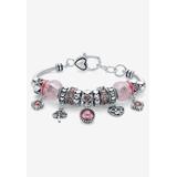 Women's Antique Silvertone Simulated Birthstone 8" Charm Bracelet by PalmBeach Jewelry in October