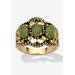 Women's Yellow Gold-Plated Antiqued Genuine Green Jade Ring by PalmBeach Jewelry in Jade (Size 10)