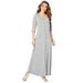 Plus Size Women's Button Front Maxi Dress by Roaman's in Medium Heather Grey (Size 22/24)