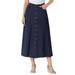 Plus Size Women's Perfect Cotton Button Front Skirt by Woman Within in Indigo (Size 20 W)