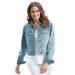 Plus Size Women's Stretch Denim Jacket by Woman Within in Light Wash Sanded (Size 30 W)