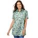 Plus Size Women's Perfect Printed Short-Sleeve Polo Shirt by Woman Within in Sage Blossom Vine (Size 1X)