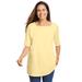 Plus Size Women's Perfect Elbow-Sleeve Square-Neck Tee by Woman Within in Banana (Size 2X) Shirt