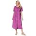 Plus Size Women's Button-Front Essential Dress by Woman Within in Raspberry Pretty Blossom (Size 5X)