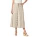 Plus Size Women's Perfect Cotton Button Front Skirt by Woman Within in Natural Khaki (Size 28 WP)